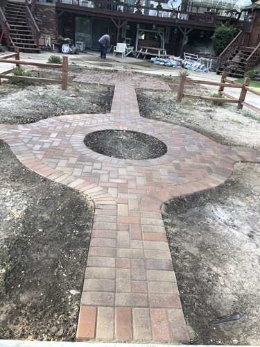 Brick walkway installation by Plant Garden Landscaping in Harvard IL